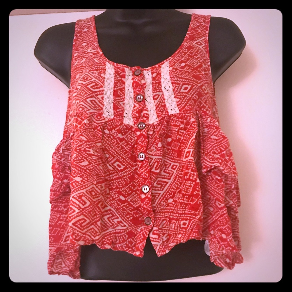 Red and White Forever 21 lflowy crop top
